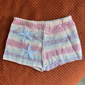 SHEIN Pastel Knit Shorts with Starfish Details